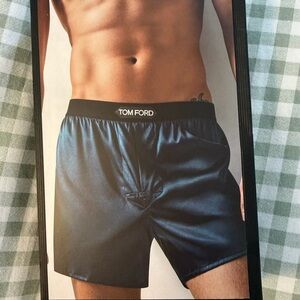Tom Ford Black Satin-Look Boxer Shorts with Logo Waistband